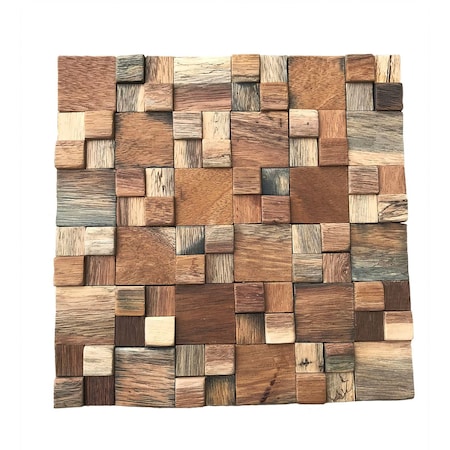 Belmont Boat Wood Mosaic Wall Tile, Natural Finish, 11 7/8W X 11 7/8H X 1/2P